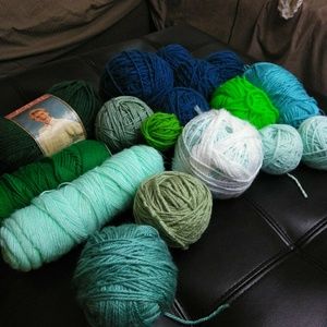 Green Mixed Yarn Lot Bundle